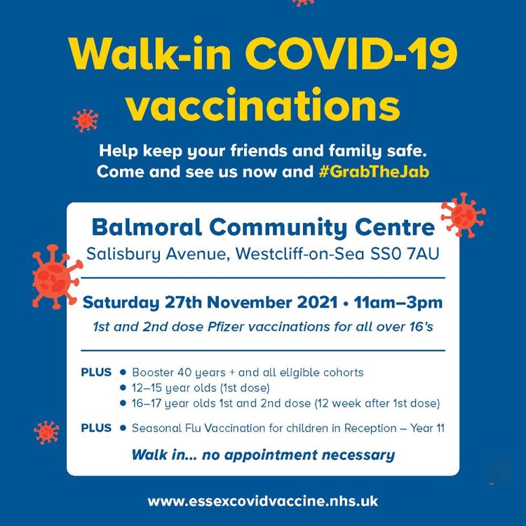 Image of Walk-in COVID-19 Vaccinations - 27th November 2021 - 11:00am to 3:00pm